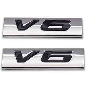 Silver and Black V6 Emblem Set